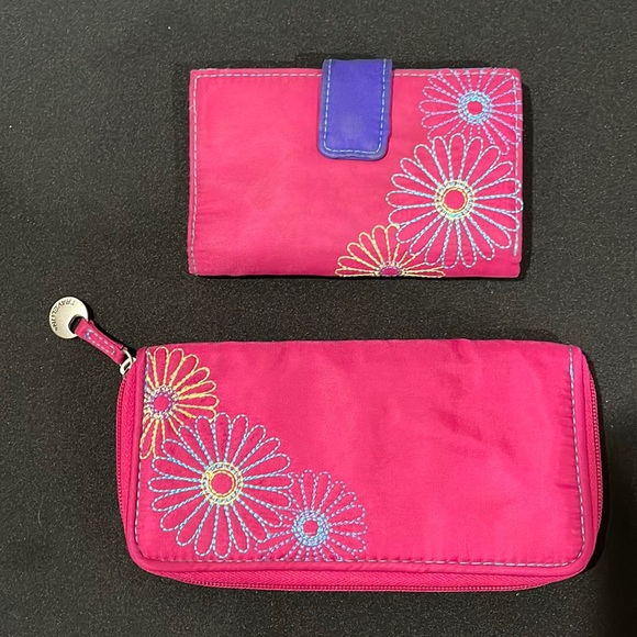 Travelon Handbags - Set of 2 Travelon Wallets Nylon Pink Floral Design